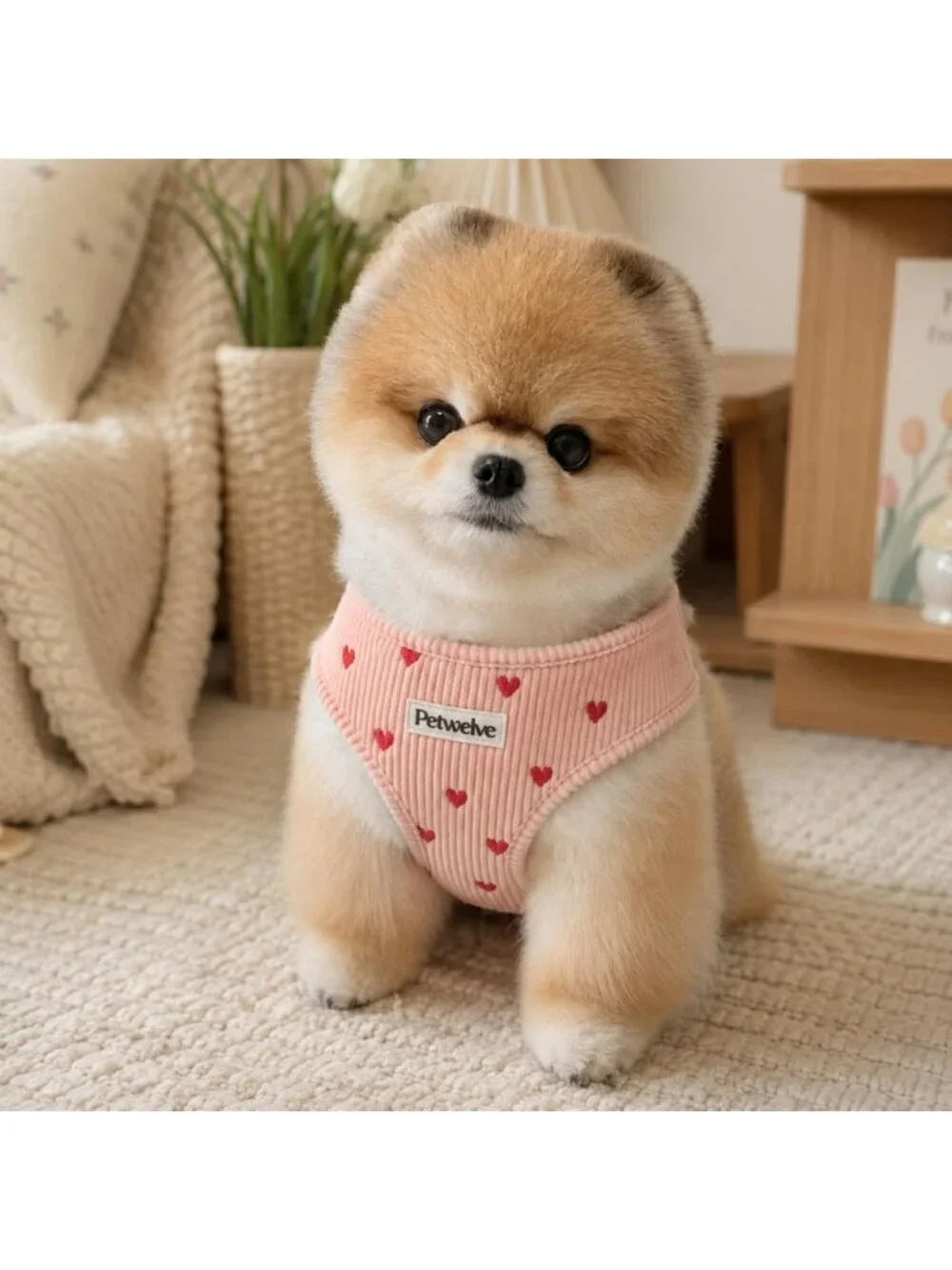 Medium No-Pull Dog Harness with Embroidered Heart - Pink Pet Vest for Comfort